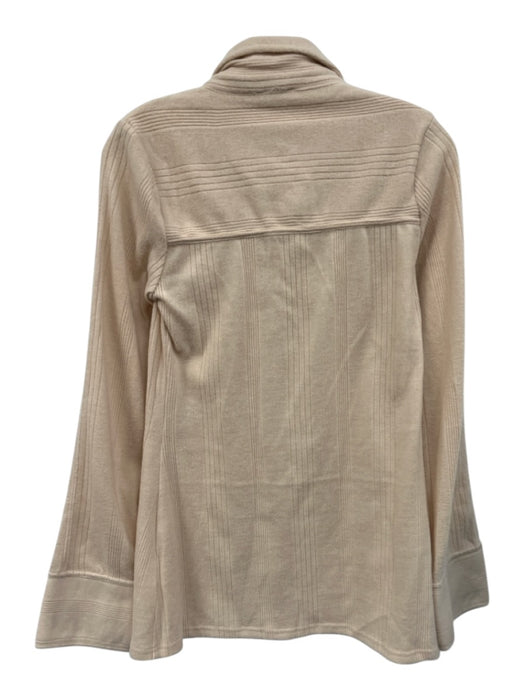 Pilcro Size S Beige Polyester Blend Ribbed Knit Button Down Collar Top Beige / S