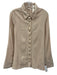 Pilcro Size S Beige Polyester Blend Ribbed Knit Button Down Collar Top Beige / S