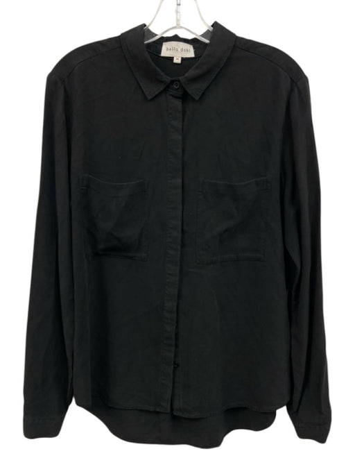Bella Dahl Size M Black Tencel Lyocell Button Down Long Sleeve Top Black / M
