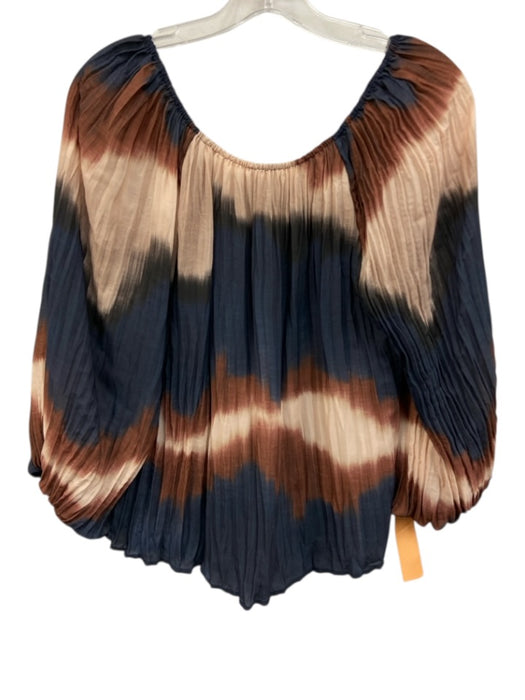 Bella Dahl Size XS / S Blue, Beige, Brown Polyester Pleated Midi Skirt Set Blue, Beige, Brown / XS / S