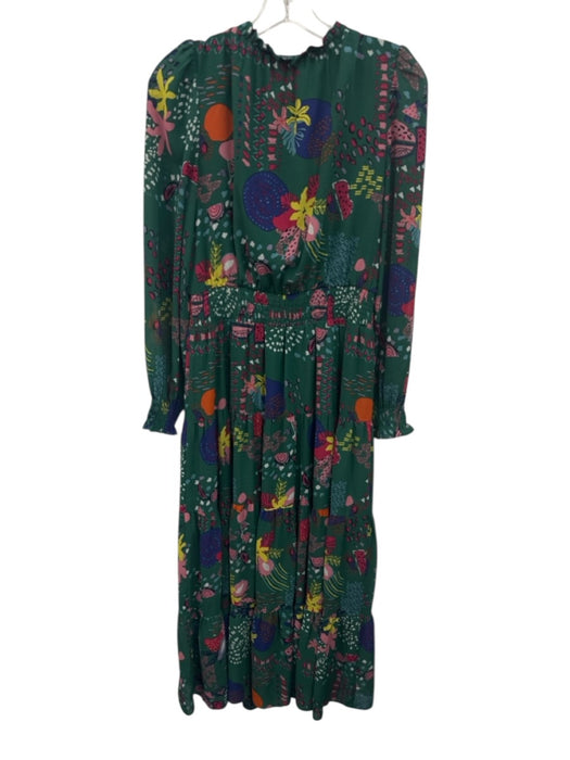 Jade Melody Tam Size M Green, Blue, Multi Polyester Shirred Waist Abstract Dress Green, Blue, Multi / M