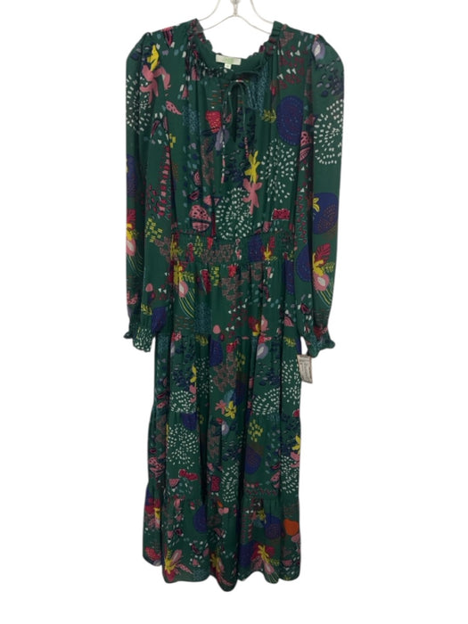 Jade Melody Tam Size M Green, Blue, Multi Polyester Shirred Waist Abstract Dress Green, Blue, Multi / M