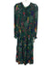 Jade Melody Tam Size M Green, Blue, Multi Polyester Shirred Waist Abstract Dress Green, Blue, Multi / M