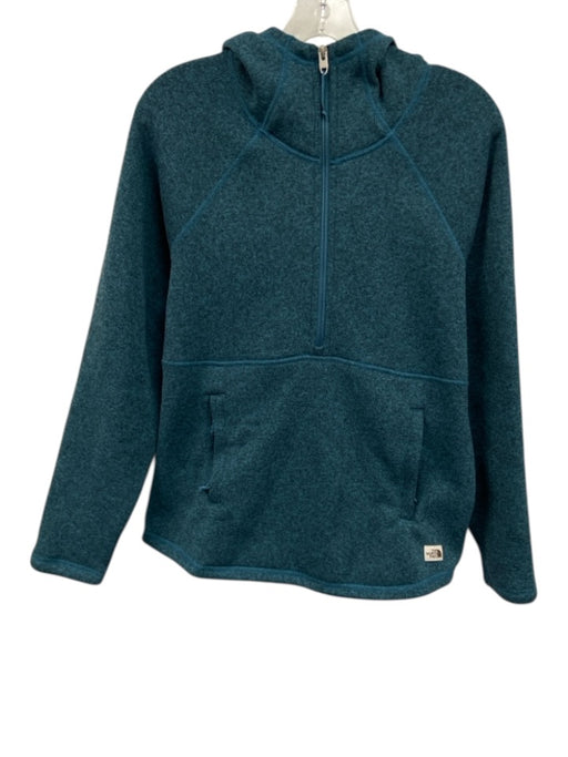 The North Face Size M Teal Blue Polyester Knit Full ZIp Zip Pockets Jacket Teal Blue / M