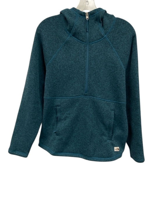 The North Face Size M Teal Blue Polyester Knit Full ZIp Zip Pockets Jacket Teal Blue / M