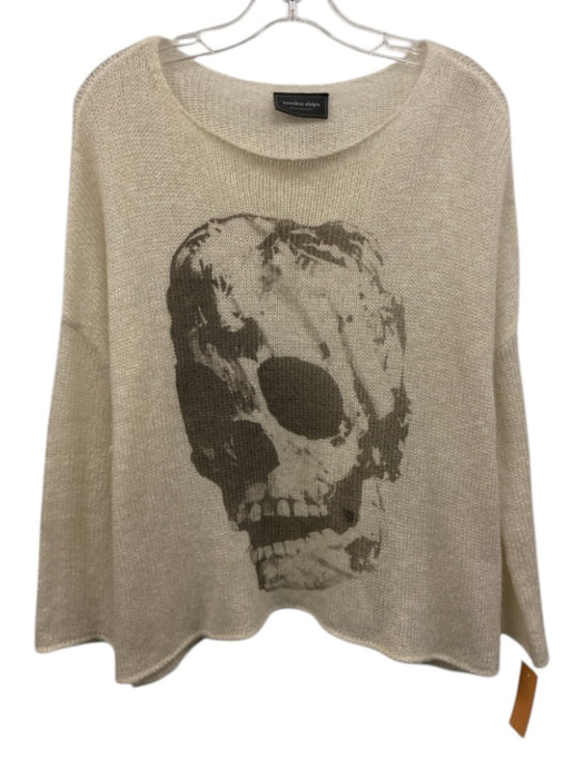 Wooden Ships Size XS Cream & Gray Acrylic & Wool Blend Mohair Skull Sweater Cream & Gray / XS