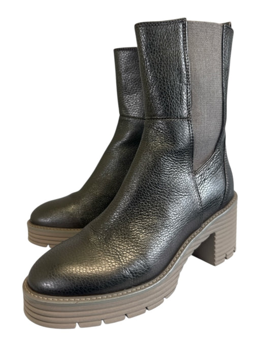 Softwaves Shoe Size 39 Taupe Leather Upper Metallic Elastic Side Zip Boots Taupe / 39
