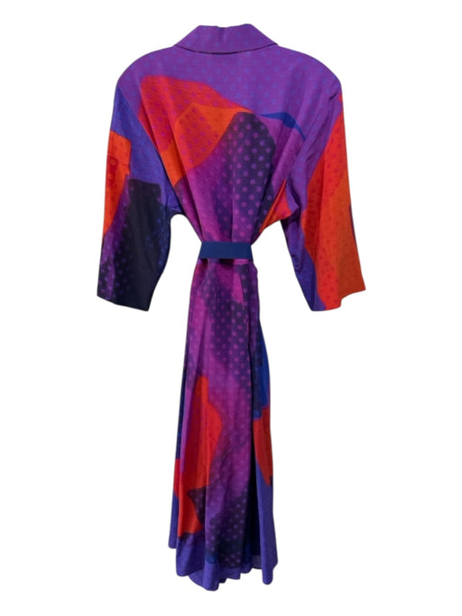 Akris Size 10 Purple & Red print Wool Blend Abstract Button Down Polka dot Dress Purple & Red print / 10