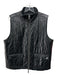 Lafayette 148 Size L Black Leather Zip Front Quilted Pockets Vest Black / L