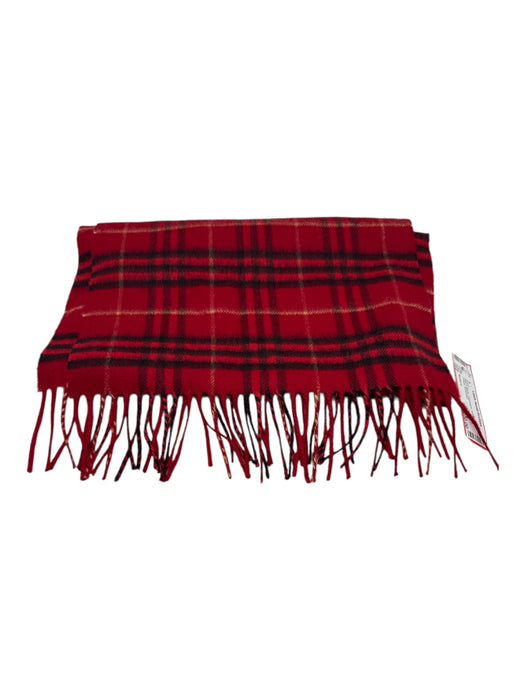 Burberry Red & Black Cashmere Novacheck Fringe scarf Red & Black