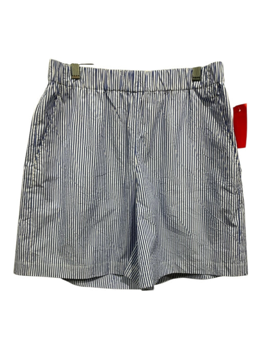 Lafayette 148 Size S Blue & White Polyester Seersucker Stripe Shorts Blue & White / S