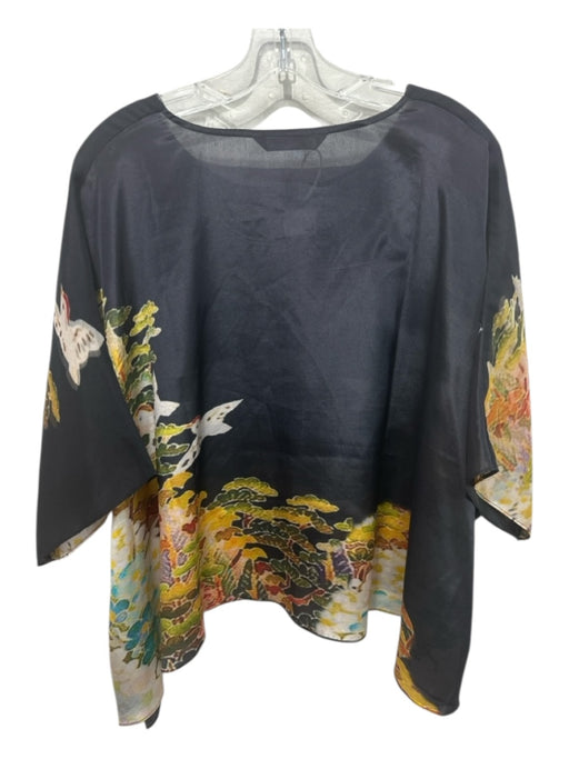 Cocoon House Size One Size Black, Yellow, Orange Silk Batwing Abstract Bird Top Black, Yellow, Orange / One Size