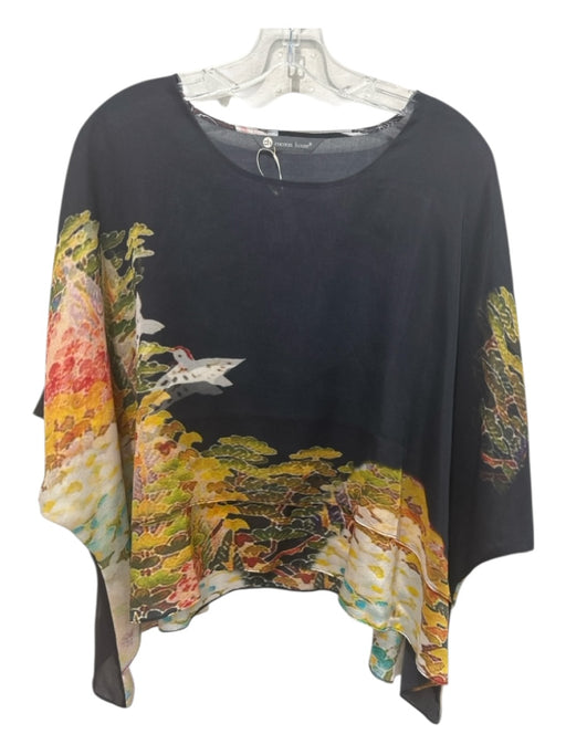 Cocoon House Size One Size Black, Yellow, Orange Silk Batwing Abstract Bird Top Black, Yellow, Orange / One Size