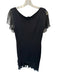 St. John Size 10 Black Wool Blend Flutter Sleeves Mesh Detail Back Zip Dress Black / 10