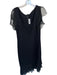 St. John Size 10 Black Wool Blend Flutter Sleeves Mesh Detail Back Zip Dress Black / 10