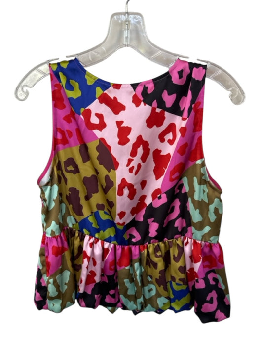 Crosby Size M Multi Polyester Sleeveless Animal Print Bubble Hem Top Multi / M
