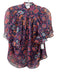 Misa Size L Blue, Purple, Orange Polyester Semi Sheer Flowers Maxi Skirt Set Blue, Purple, Orange / L