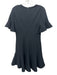 Rebecca Taylor Size 8 Black Polyester Blend Textured V Neck flounce sleeve Dress Black / 8