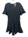 Rebecca Taylor Size 8 Black Polyester Blend Textured V Neck flounce sleeve Dress Black / 8