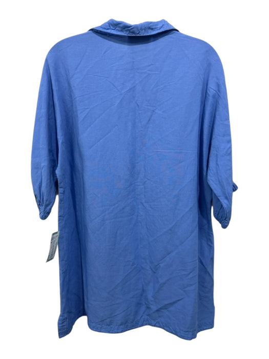 Emily McCarthy Size M Cornflower Blue Linen Blend Split V neckline Tunic Top Cornflower Blue / M
