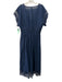Anthropologie Size L Navy Blue Semi Sheer V Neck Lace Trim Coverup Dress Navy Blue / L
