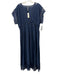 Anthropologie Size L Navy Blue Semi Sheer V Neck Lace Trim Coverup Dress Navy Blue / L
