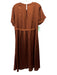Maeve Size S Rust Brown Viscose Seersucker Short Sleeve Keyhole Back Midi Dress Rust Brown / S