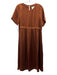 Maeve Size S Rust Brown Viscose Seersucker Short Sleeve Keyhole Back Midi Dress Rust Brown / S