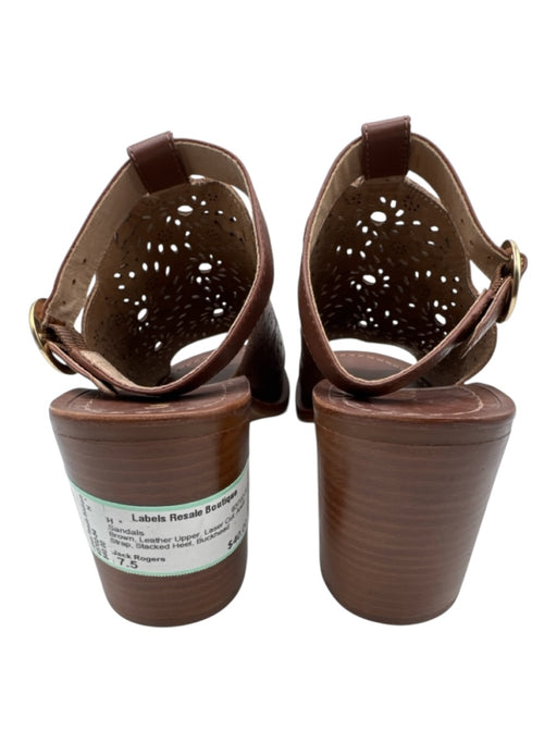 Jack Rogers Shoe Size 7.5 Brown Leather Upper Laser Cut Ankle Strap Sandals Brown / 7.5