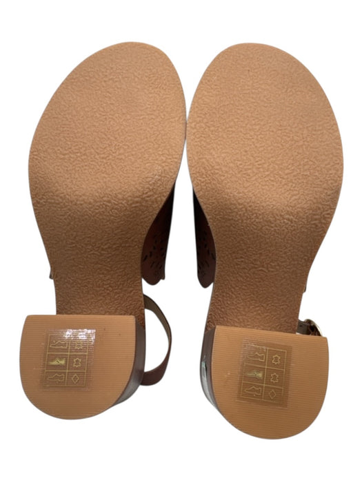 Jack Rogers Shoe Size 7.5 Brown Leather Upper Laser Cut Ankle Strap Sandals Brown / 7.5