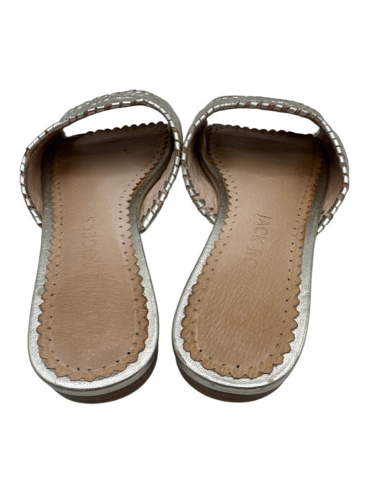 Jack Rogers Shoe Size 7.5 Pale Gold Leather Upper Whipstitch Slide Sandals Pale Gold / 7.5