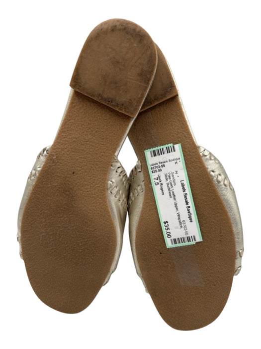 Jack Rogers Shoe Size 7.5 Pale Gold Leather Upper Whipstitch Slide Sandals Pale Gold / 7.5
