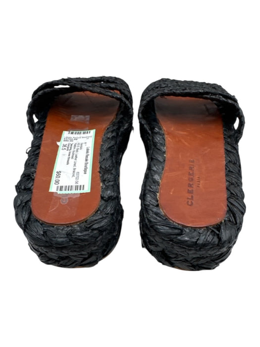 Clergerie Shoe Size 38.5 Black Leather Lined Braided Platform Sandals Black / 38.5