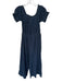 By Anthropologie Size S Navy & Tan Cotton Off Shoulder Drawstring Waist Jumper Navy & Tan / S