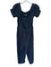 By Anthropologie Size S Navy & Tan Cotton Off Shoulder Drawstring Waist Jumper Navy & Tan / S