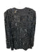 Talbots Size L Black Silk Beaded Shoulder Pads Open Front Jacket Black / L