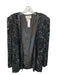 Talbots Size L Black Silk Beaded Shoulder Pads Open Front Jacket Black / L