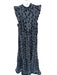Banana Republic Size 8 Navy & white Polyester Flutter Sleeves Flowers Maxi Dress Navy & white / 8