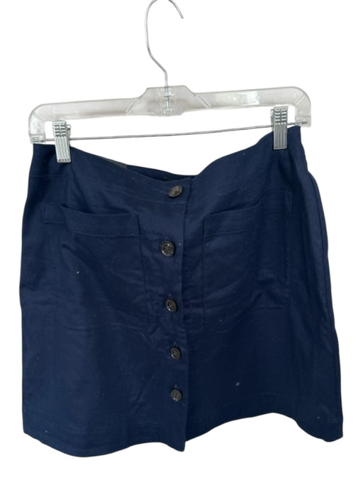 Banana Republic Size 10 Navy Linen Blend Buttons Skirt Navy / 10