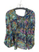 Pilcro Size MP Blue & Multi Cotton Long Balloon Sleeve Botanical Buttons Top Blue & Multi / MP