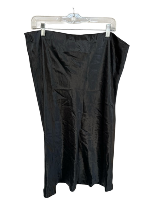 Vince Size 1X Black Acetate Elastic Waist Silky Midi Skirt Black / 1X