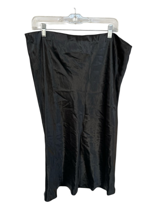 Vince Size 1X Black Acetate Elastic Waist Silky Midi Skirt Black / 1X