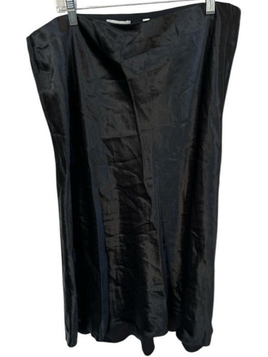 Vince Size 1X Black Acetate Elastic Waist Silky Midi Skirt Black / 1X
