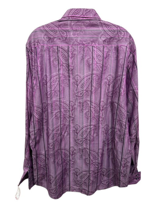 Robert Graham Size L Purple & Black Cotton Striped Button Down Long Sleeve Shirt Purple & Black / L