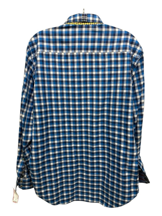 Robert Graham Size L Blue & White Cotton Plaid Button Down Long Sleeve Shirt Blue & White / L