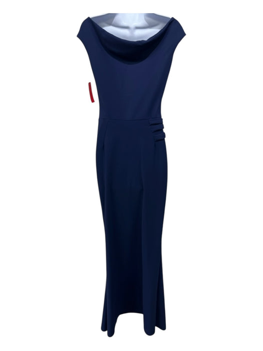 Chiara Boni Size 44 Navy Blue Polyamide & Elastane Off Shoulder Gathered Gown Navy Blue / 44