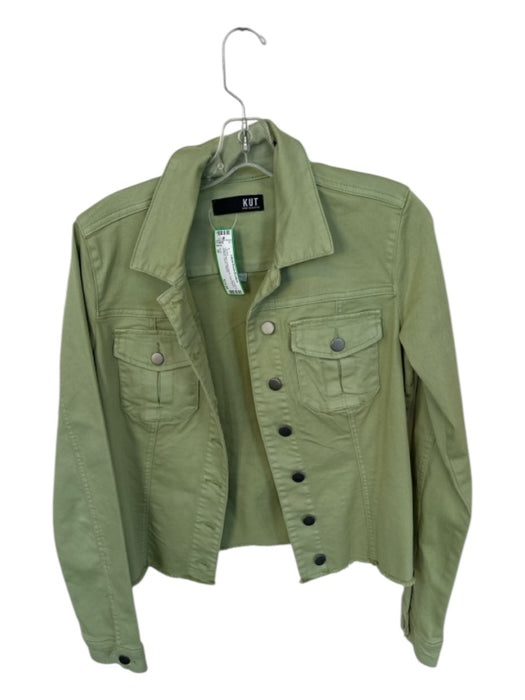 KUT Size M Sage green Cotton Blend Long Sleeve Buttons Denim Jacket Sage green / M
