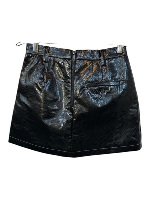 Baum und Pferdgarten Size 34/  XS Black Vegan Leather Snake Embossed Mini Skirt Black / 34/  XS