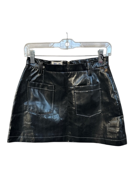 Baum und Pferdgarten Size 34/  XS Black Vegan Leather Snake Embossed Mini Skirt Black / 34/  XS