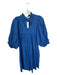 Never a Wallflower Size M Blue Cotton Baby Doll Balloon Sleeve Front Pleat Dress Blue / M